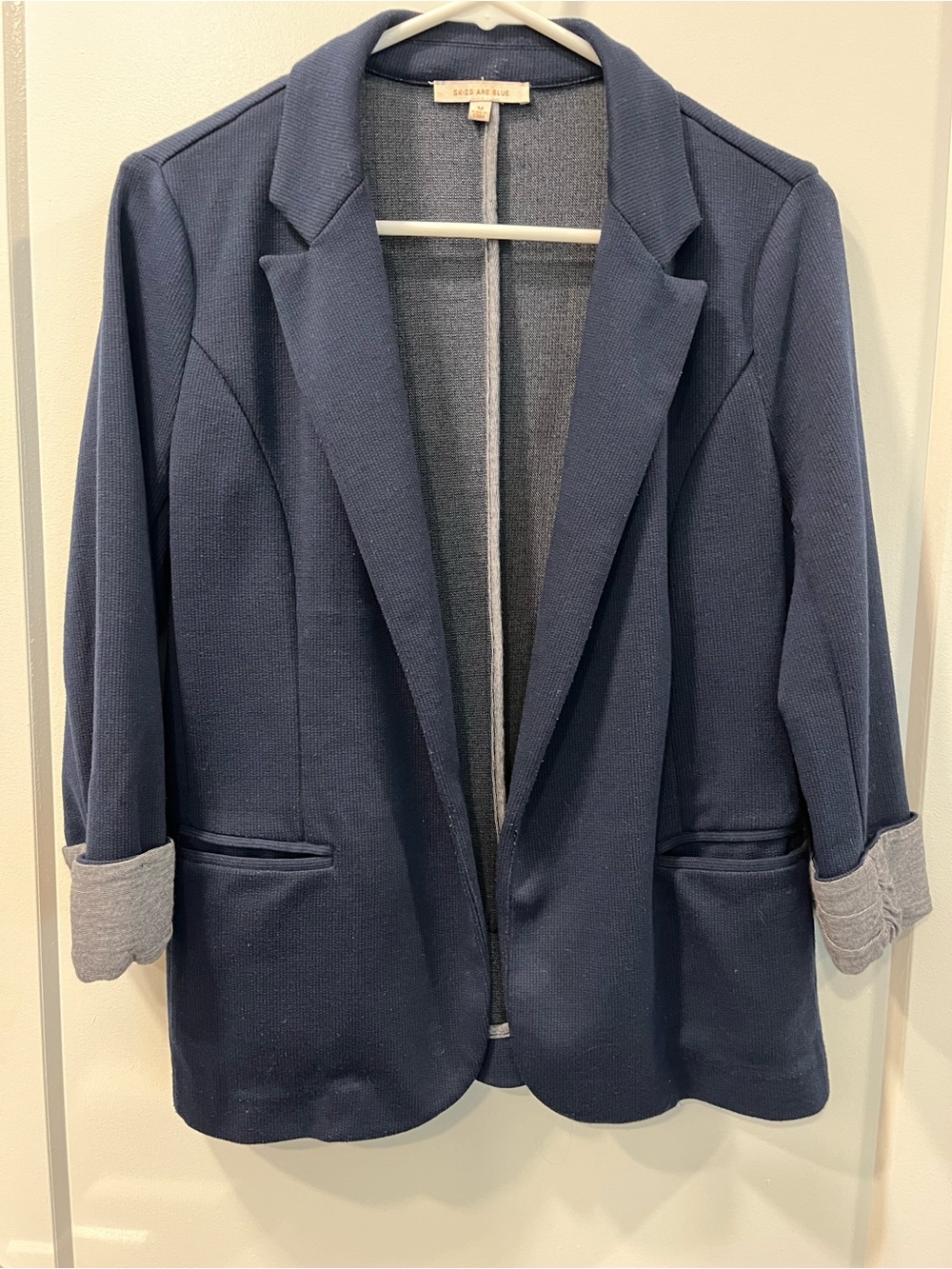 Casual Navy Open-Front Blazer